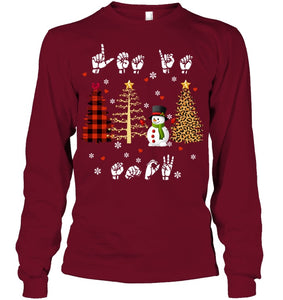 Let It Snow Christmas Snowman Asl Gift Tee Unisex Long Sleeve