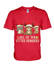 Load image into Gallery viewer, Merry Ottermas All Of The Otter Reindeer Black T-Shirt Guys V-Neck