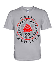 Load image into Gallery viewer, Viking Pattern Until Valhalla Tee Guys V-Neck