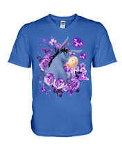 Load image into Gallery viewer, Donkey Loves Purple Flowers Custom T-Shirt Guys V-Neck