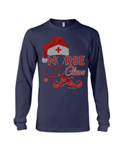 Load image into Gallery viewer, Merry Christmas Nurse Claus Black T-Shirt Unisex Long Sleeve
