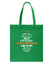 Load image into Gallery viewer, Finnish Crazy Grandma Gift For Grandma Family Basketweave Tote Bag