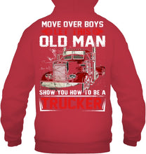 Load image into Gallery viewer, Old Trucker Move Over Boys Black T-Shirt Hoodie