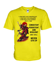 Load image into Gallery viewer, Samurai Consistent Persistent Resilient Quote T-Shirt Guys V-Neck