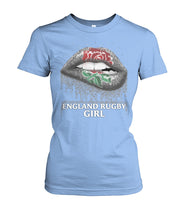Load image into Gallery viewer, England Rugby Girl Rose Lips Funny Tee Ladies Tee