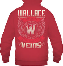 Load image into Gallery viewer, Wallace Blood Runs Through Veins Black Quote Name T-Shirt Hoodie