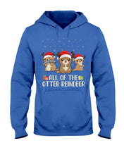 Load image into Gallery viewer, Merry Ottermas All Of The Otter Reindeer Black T-Shirt Hoodie
