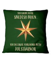 Load image into Gallery viewer, Christmas Star Swedish Julstarnor Black T-Shirt Pillow Cover