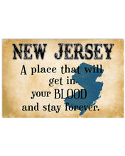 Load image into Gallery viewer, New Jersey A Place That Will Get In Your Blood Horizontal Poster