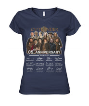 Load image into Gallery viewer, Outlander Tv Series 5 Years Anniversary 2014 - 2019 Autograph T-Shirt Ladies V-Neck