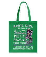 Load image into Gallery viewer, Tattoos Pretty Eyes Gift For April Girl T-Shirt Basketweave Tote Bag