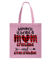 Load image into Gallery viewer, Happiness Is Being A Mom Grandma And Great Grandma Basketweave Tote Bag