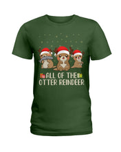 Load image into Gallery viewer, Merry Ottermas All Of The Otter Reindeer Black T-Shirt Ladies Tee