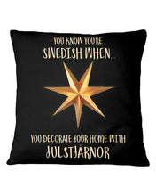 Load image into Gallery viewer, Christmas Star Swedish Julstarnor Black T-Shirt Pillow Cover