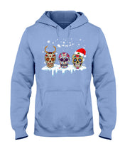 Load image into Gallery viewer, Merry Christmas Three Skulls Christmas T-Shirt Gift Hoodie