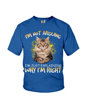 Load image into Gallery viewer, Cat Lovers T-Shirt Not Arguing Just Explaining Youth Tee
