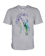 Load image into Gallery viewer, Dragon With Butterfly Wings Dragon Flowers Guys V-Neck