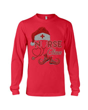 Load image into Gallery viewer, Merry Christmas Nurse Claus Black T-Shirt Unisex Long Sleeve