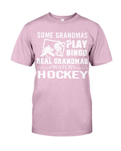 Load image into Gallery viewer, Real Grandmas Hockey Bingo Funny T-Shirt Guys Tee