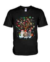 Load image into Gallery viewer, Christmas Tree Cat Lovers Cute Funny T-Shirt Guys V-Neck