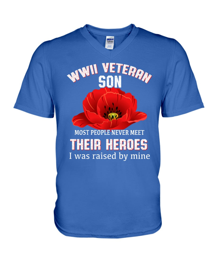 Wwii Veteran Son Gift For Veterab Mom Guys V-Neck