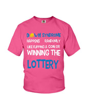 Load image into Gallery viewer, Down Syndrome Lottery Black T-Shirt Gift Youth Tee