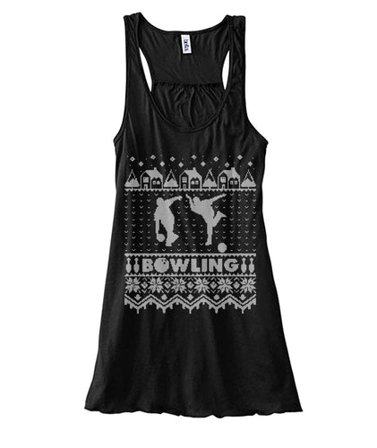 Bowling Christmas Ugly Ladies Flowy Tank