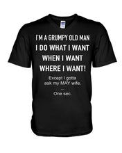 Load image into Gallery viewer, Grumpy Old Man May Wife Black Quote T-Shirt Guys V-Neck