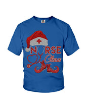 Load image into Gallery viewer, Merry Christmas Nurse Claus Black T-Shirt Youth Tee
