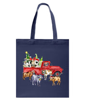 Load image into Gallery viewer, Merry Christmas In Town Cow Lovers Gift For Farmers Basketweave Tote Bag