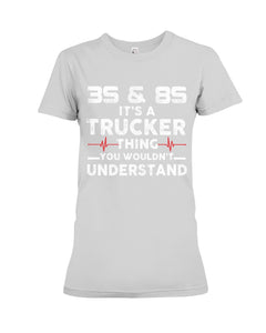 3S And 8S Trucker Lovers Black T-Shirt Ladies Tee