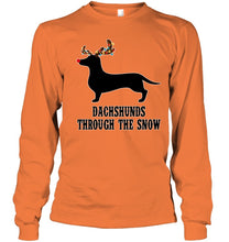 Load image into Gallery viewer, Dachshund Reindeer Through The Snow Christmas Gift Shirt Unisex Long Sleeve
