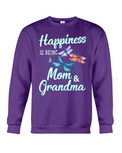 Load image into Gallery viewer, Happiness Is Being A Mom &amp; Grandma Black T-Shirt Sweatshirt