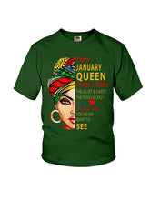 Load image into Gallery viewer, January Queen 3 Sides Horoscopes T-Shirt Youth Tee