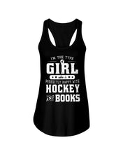 Load image into Gallery viewer, Girl Who Loves Hockey And Books Quote Name T-Shirt Ladies Flowy Tank