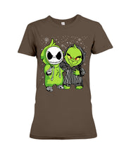 Load image into Gallery viewer, Cute Little Jack Skellington Grinch Best Friend Christmas Gift Shirt Ladies Tee