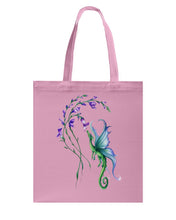 Load image into Gallery viewer, Dragon With Butterfly Wings Dragon Flowers Basketweave Tote Bag