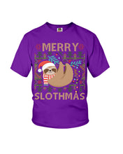 Load image into Gallery viewer, Merry Slothmas Christmas Gift For Kids Family Gift T-Shirt Youth Tee