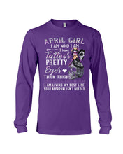 Load image into Gallery viewer, Tattoos Pretty Eyes Gift For April Girl T-Shirt Unisex Long Sleeve