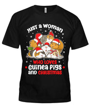 Load image into Gallery viewer, Just A Woman Who Loves Guinea Pigs And Christmas Tshirt Guys Tee