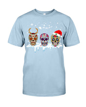 Load image into Gallery viewer, Merry Christmas Three Skulls Christmas T-Shirt Gift Guys Tee