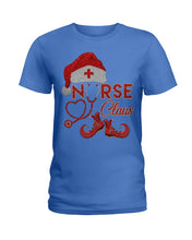 Load image into Gallery viewer, Merry Christmas Nurse Claus Black T-Shirt Ladies Tee