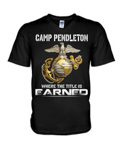 Load image into Gallery viewer, Camp Pendleton Earned Black T-Shirt Guys V-Neck