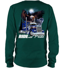 Load image into Gallery viewer, Ride With Pride Wolf Truck Black T-Shirt Unisex Long Sleeve