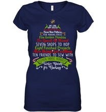 Load image into Gallery viewer, Christmas Tree Eleven Fabric Bundles T-Shirt Ladies V-Neck