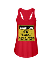 Load image into Gallery viewer, Caution 9&#39;6&#39;&#39; Long Cocktainer Black T-Shirt Ladies Flowy Tank