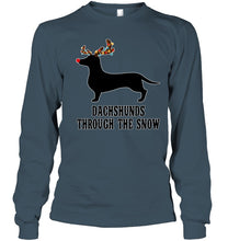 Load image into Gallery viewer, Dachshund Reindeer Through The Snow Christmas Gift Shirt Unisex Long Sleeve