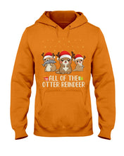 Load image into Gallery viewer, Merry Ottermas All Of The Otter Reindeer Black T-Shirt Hoodie