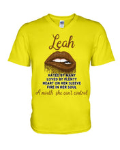 Load image into Gallery viewer, Leah A Mouth She Can't Control Quote Name T-Shirt Guys V-Neck