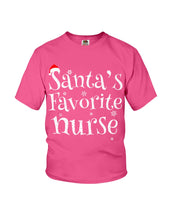 Load image into Gallery viewer, Santa's Favorite Nurse Youth Tee